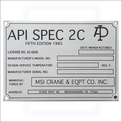 Industrial Machine Nameplate